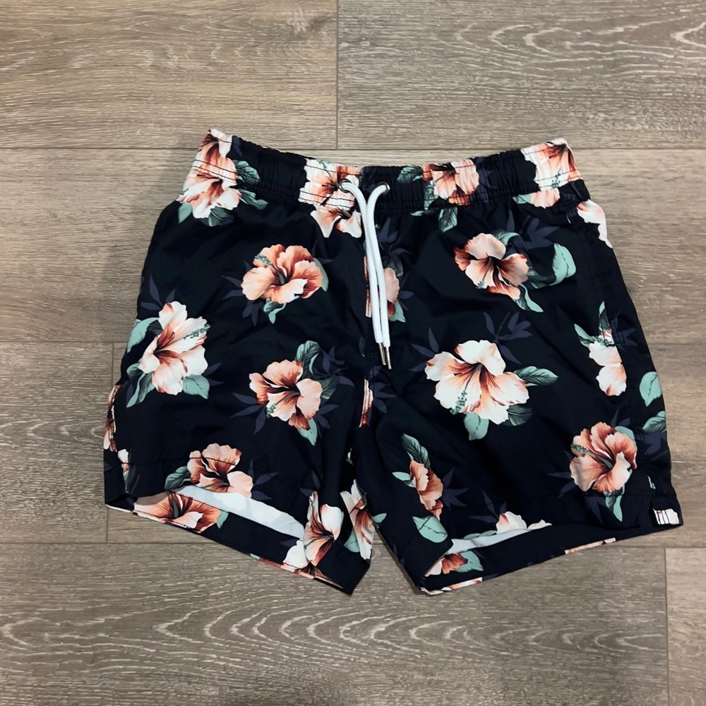 Floral Abercombie Black Men's Swim Trunks